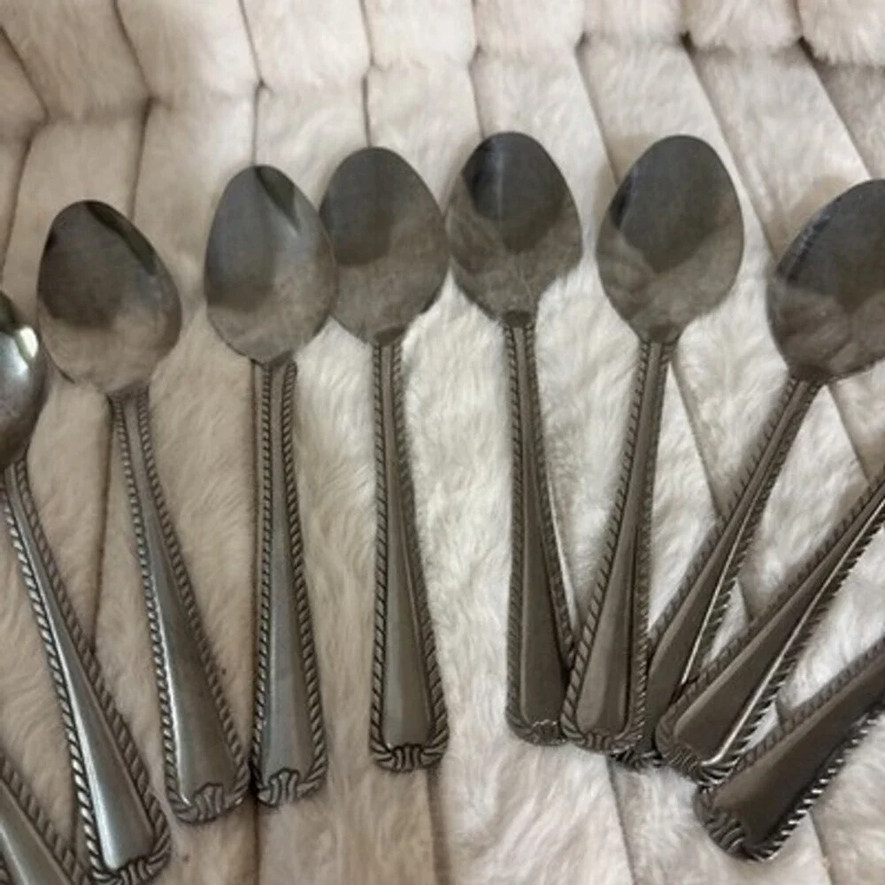 Unbranded Braided Rope Edge Stainless China Place Soup Spoons Lot of 10